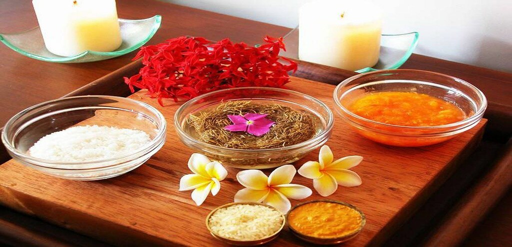 three doshas body types flowers and spices on table