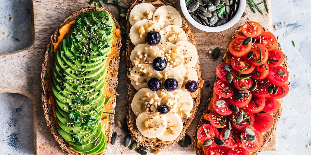 meat-free diets bread with toppings